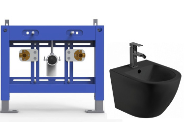 Биде с инсталляцией WeltWasser BAMBERG 480 BD+MERZBACH 005 MT-BL черное матовое