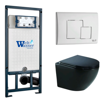 Унитаз с инсталляцией WeltWasser MARBERG 507 + MERZBACH 043 GL-BL + MAR 507 SE GL-WT