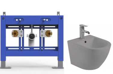 Биде с инсталляцией WeltWasser BAMBERG 480 BD+MERZBACH 005 MT-GR серое матовое