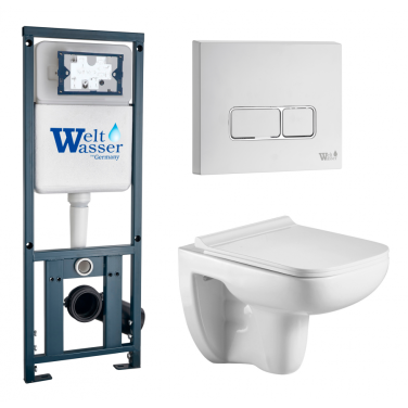 Комплект Weltwasser 10000010730 подвесной унитаз Kehlbach 004 GL-WT + инсталляция Marberg 410 + кнопка MAR 410 SE GL-WT