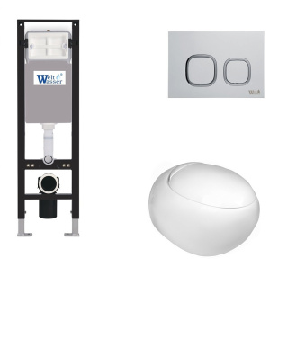 Унитаз с инсталляцией WeltWasser AMBERG 350 + JECKENBACH 004 GL-WT + AMBERG RD-WT белый/кнопка белая-хром