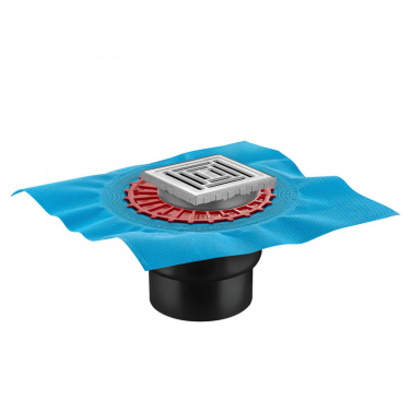 Трап для душа BERGES водосток ZENTRUM Uno 100х100, матовый хром, выпуск D50/75/110 H74 вертикальный