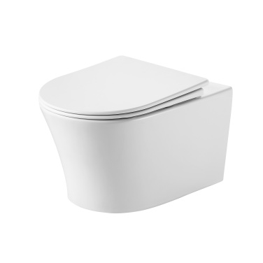 Унитаз Grossman Thin Rim GR-5604SQ (520х360х355) тонкий ободок,белый с тонкой крышкой,микролифт,смыв торнадо,1 место