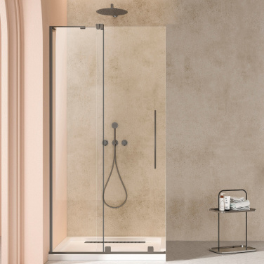 Душевая перегородка Vincea Walk-In VSW-4WSL120CLGM-L, левая, 1200*2000, вороненая сталь, стекло прозрачное