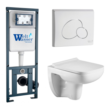 Комплект Weltwasser 10000010728 подвесной унитаз Kehlbach 004 GL-WT + инсталляция Marberg 410 + кнопка MAR 410 RD GL-WT