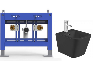 Биде с инсталляцией WeltWasser BAMBERG 480 BD+GELBACH 005 MT-BL черное матовое
