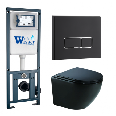 Комплект Weltwasser 10000011355 подвесной унитаз Merzbach 043 MT-BL + инсталляция Marberg 410 + кнопка MAR 410 SE MT-BL