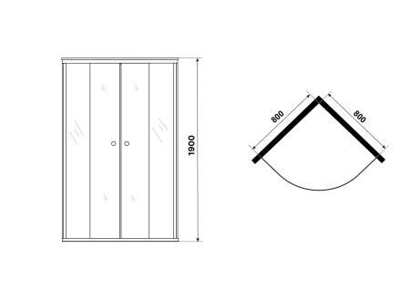 Душевой уголок Niagara Eco NG-1003-14T (80х80х190) четверть круга,раздвижное,черный,стекло тонированное,1 место, без поддона в комплекте