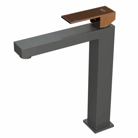 Смеситель для раковины NT Bagno NT9001HGG для раковины серый матовый/розовое золото