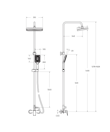 Душевая стойка BelBagno DUE-DOCM-GM