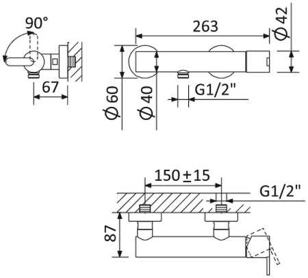 Смеситель для душа Cezares Leaf LEAF-D-01 Хром