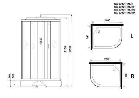 Душевая кабина Niagara Classic NG-33094-14L 100x90 Душевая кабина Niagara Classic NG-33094-14L 100x90