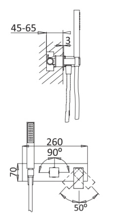Смеситель для ванны CEZARES PORTA-VDM2-BIO