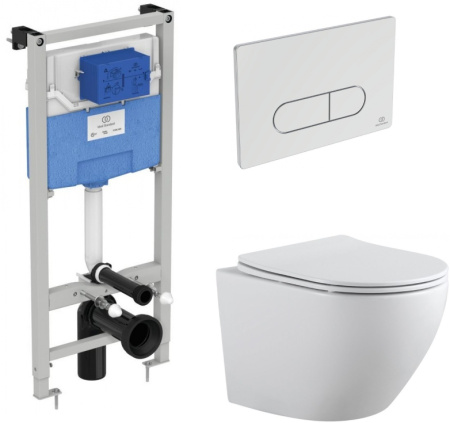 Комплект унитаза с инсталляцией Aquanet Rimless Cetus 2.0 W LX-1901 хром