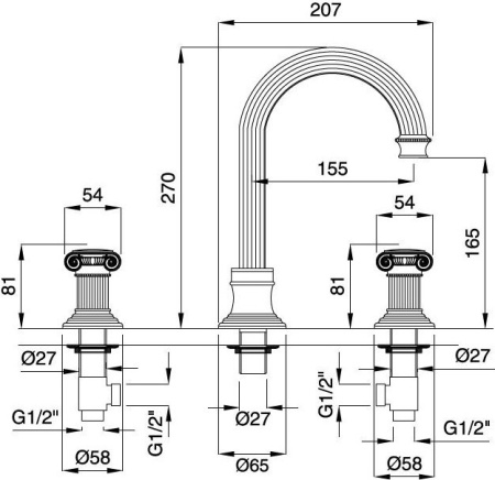 Смеситель Cezares Olimp OLIMP-BLS2-A-01-Sw с донным клапаном
