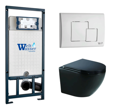 Унитаз с инсталляцией WeltWasser MARBERG 507 + MERZBACH 043 GL-BL + MAR 507 SE GL-WT