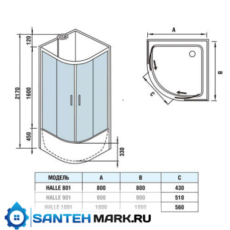 Душевая кабина WeltWasser WW500 Halle 901 90x90, профиль хром, закаленное стекло 5 мм