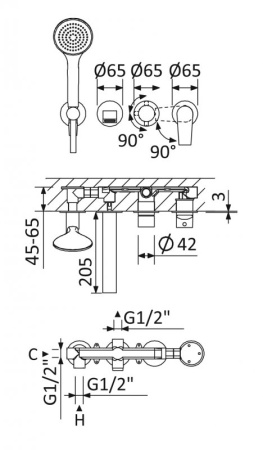 Смеситель для ванны CEZARES NAUTIC-VDM3-NOP