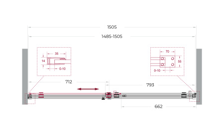 Душевая дверь в нишу BelBagno SOFT_CLOSE-2-BF-1-150-C-GM