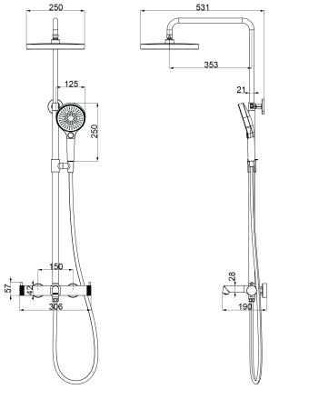 Душевая стойка Vincea Rim VSFS-2RM1CH с изливом, хром