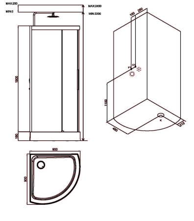 Душевая кабина Am.Pm Chic W81C-017-090MTA, 90х90, без гидромассажа