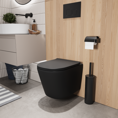 Унитаз Grossman GR-4477BMSQ (485*360*330) ЧЕРНЫЙ МАТОВЫЙ подвесной безободковый СМЫВ ТОРНАДО БЕСШУМНЫЙ 1 мест