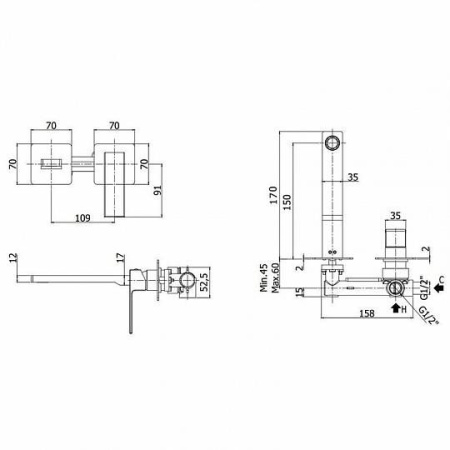 Смеситель Paffoni Elle EL104NO70 (с внутренней частью) черный матовый