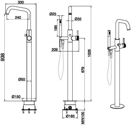 Смеситель Allen Brau Priority 5.31008-MG (с внутренней частью) графит браш