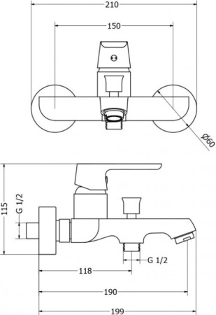 Смеситель для ванны Cezares Romana ROMANA-VM-01