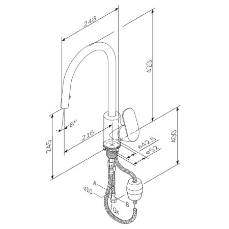 Смеситель для кухонной мойки AM.PM Like F8012000 Хром