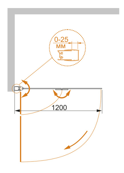 Шторка на ванну CEZARES ECO-O-V-21-120/140-C-Cr