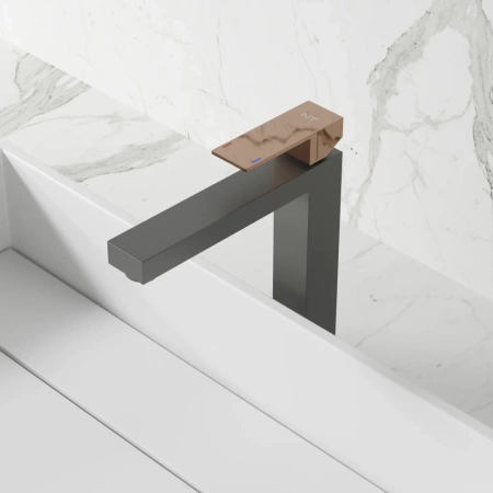 Смеситель для раковины NT Bagno NT9001HGG для раковины серый матовый/розовое золото