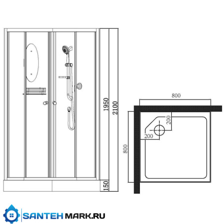 Душевая кабина Esbano ESG-80CR