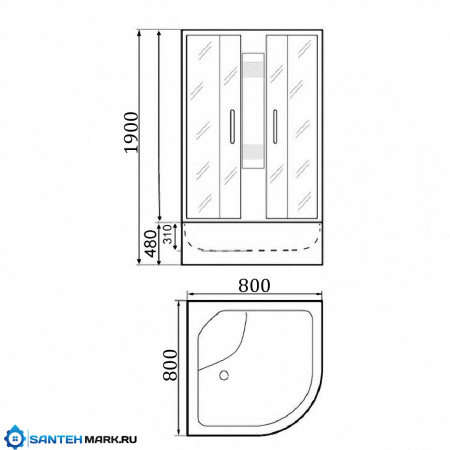 Душевая кабина Parly EB82PNR 80х80 без крыши