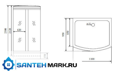 Душевая кабина Timo Lux TL-1501 110x95