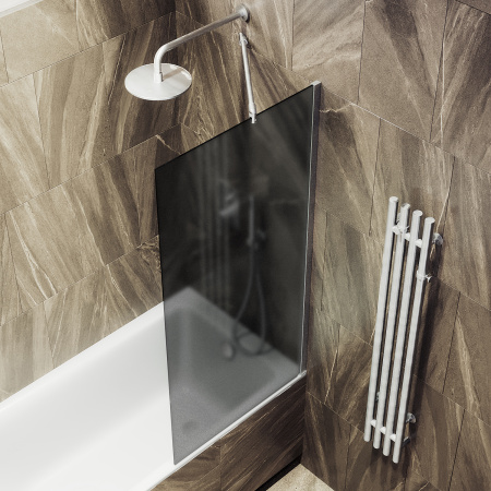 Шторка на ванну MaybahGlass в широком профиле, 8 мм, Стекло Графит матовый, 30x140 (MGV-251-5ш) универсальная