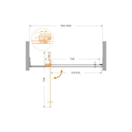 Душевая дверь в нишу CEZARES SLIDER-B-1-90/100-C-BORO