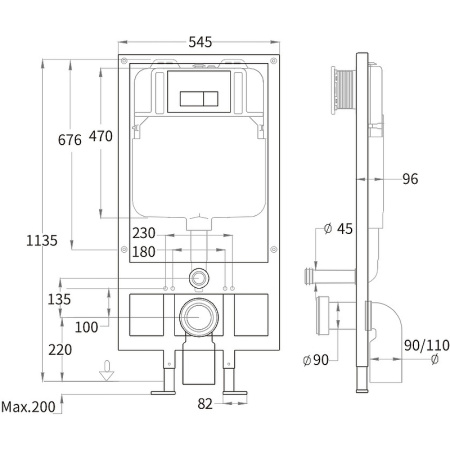 Унитаз с инсталляцией WeltWasser BAMBERG 545+KEHLBACH 004 GL-WT+BAMBERG WT белый/кнопка белая, безободковый, с крышкой микролифт