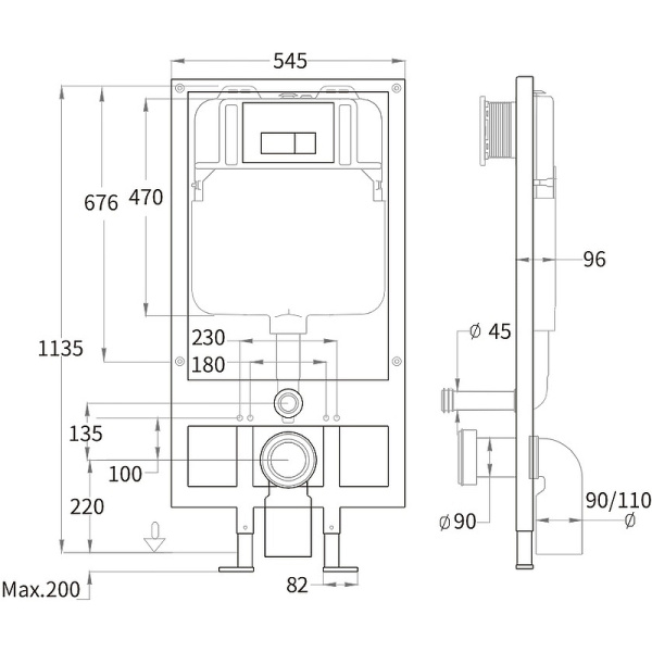 Унитаз с инсталляцией WeltWasser BAMBERG 545+KEHLBACH 004 GL-WT+BAMBERG WT белый/кнопка белая, безободковый, с крышкой микролифт