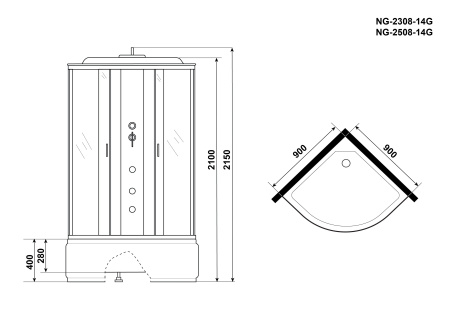 Душевая кабина Niagara Classic NG-2308-14G 90x90 Душевая кабина Niagara Classic NG-2308-14G 90x90