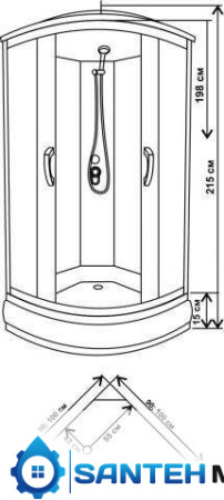 Душевая кабина Водный мир ВМ-883 белые матовые 90x90