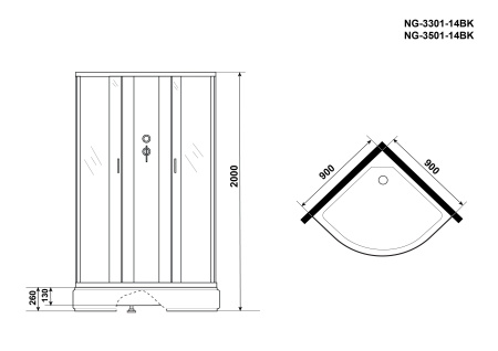 Душевая кабина Niagara Classic NG-3301-14BK 90x90