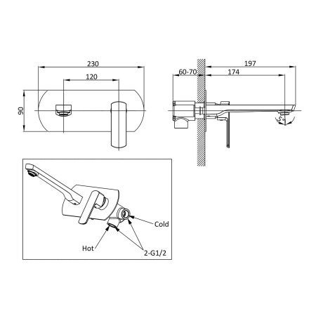 Смеситель для раковины Vincea Next VBFW-1N1CH встраиваемый однорычажный, хром