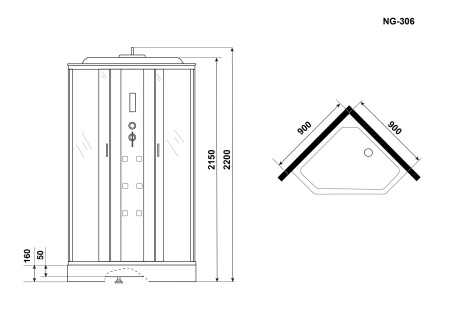 Душевая кабина Niagara Ultra NG-306-01 90x90