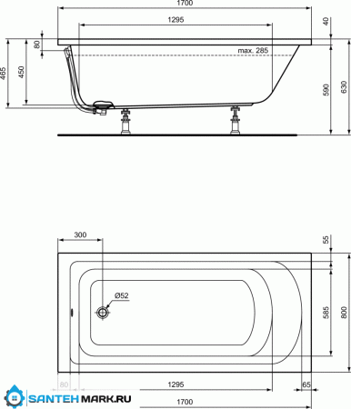 Ванна акриловая 170х80 Ideal Standard Hotline K274701