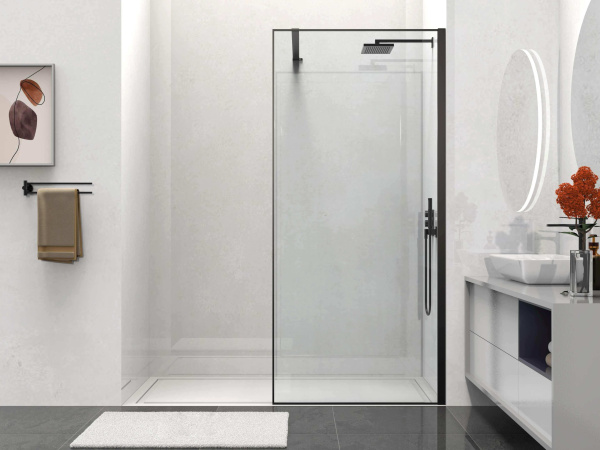 Душевая перегородка Vincea Walk-In VSW-1HS100CLB, 1000*2000, черный матовый, стекло прозрачное