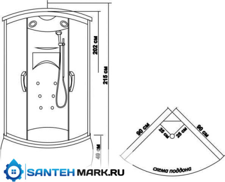 Душевая кабина Водный мир ВМ999 90х90