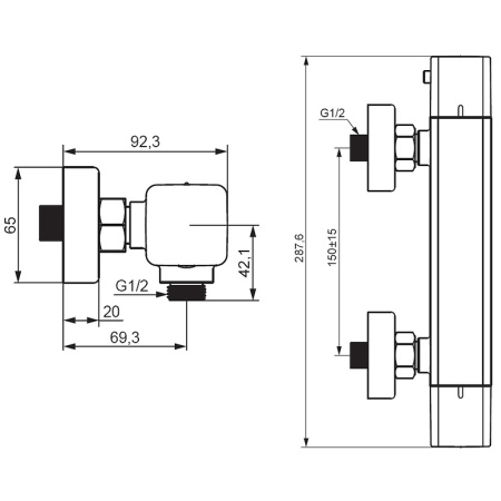Смеситель для душа Damixa Gala 536000300 с термостатом Черный матовый Смеситель для душа Damixa Gala 536000300 с термостатом Черный матовый