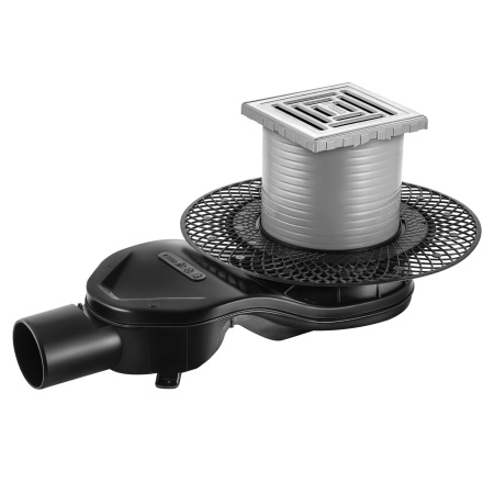 Трап для душа BERGES водосток PLATZ Uno 100х100, матовый хром, S-сифон D50 H60 боковой