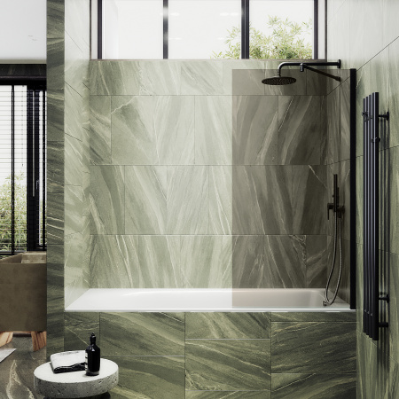 Шторка на ванну MaybahGlass в широком профиле, 8 мм, Стекло Бронза, 30x140 (MGV-250-6ш)